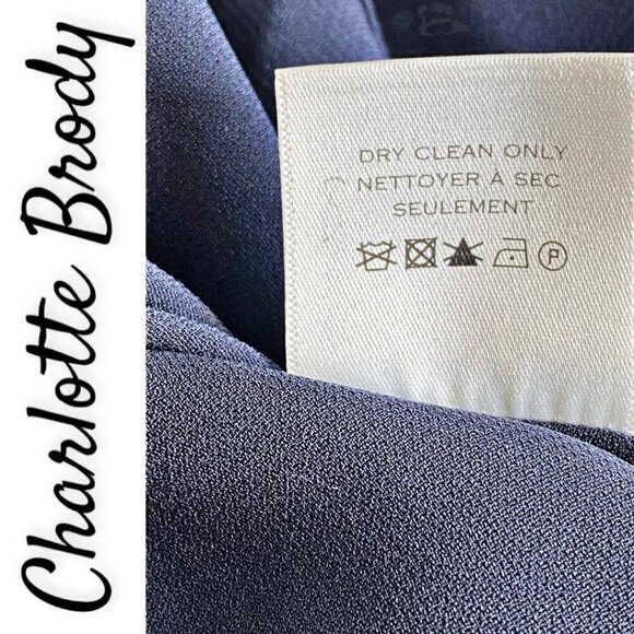 NWT CHARLOTTE BRODY Tie Sleeve Navy Double Georgette Blouse, Size Small - Picture 7 of 9